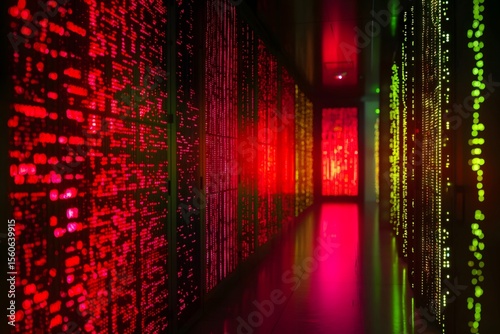 Inside the data center, the server lights flicker