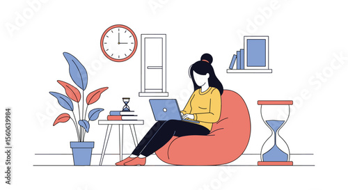 Creative Freelancer Works Remotely With Laptop in Comfortable Home Office Environment