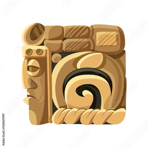 Ancient Mayan Carving: A detailed illustration of an ancient Mayan carving, showcasing intricate artistry and historical significance.