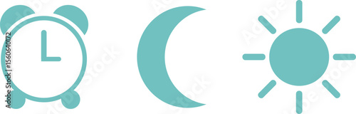 Time and Day Night Vector Icon Set.