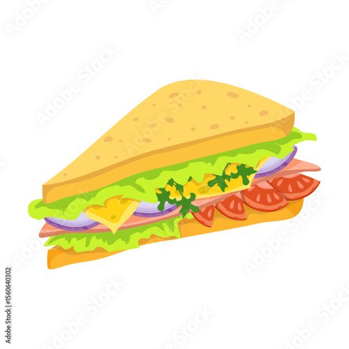 Triangle Sandwich: A delicious triangle sandwich showcases fresh ingredients, perfect for a quick and satisfying meal.