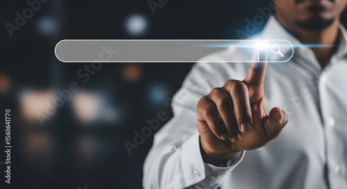 Business Person Typing Search Query in Digital Browser Bar