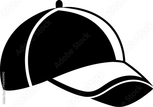 Side View of Baseball Cap Silhouette Vector Illustration