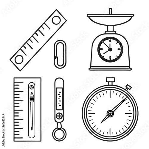 
a black and white line art of measuring instruments