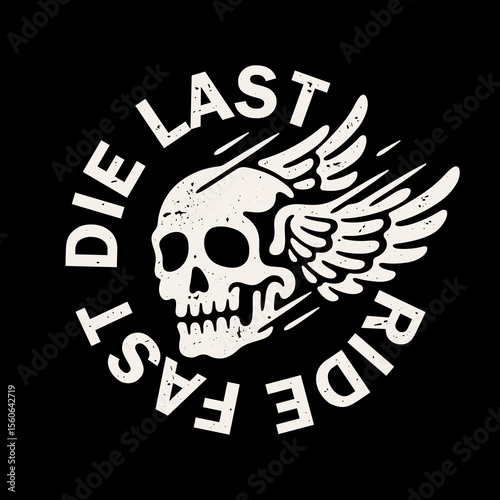 Winged skull vector illustration. Perfect for biker culture, rockabilly, and speed-themed apparel