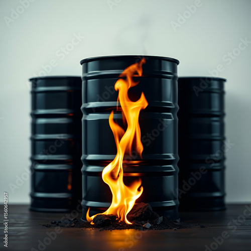 Burning Oil Barrel  realistic highlight with supply shock for data dashboard visual