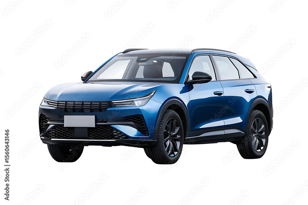 Naklejka premium modern blue suv isolated on white background PNG ,AI GENERATED