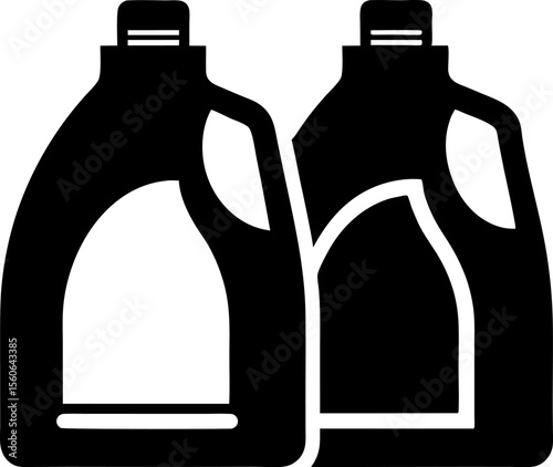 Twin Pack Detergent Bottles Silhouette Vector Illustration