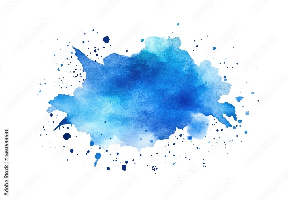 Fototapeta premium Abstract watercolor splash of shades of blue on white