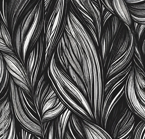 Abstract black and white background. Backdrop with waves. Digital art. Pattern design. Beautiful illustration. Decoration wallpaper. 