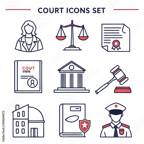 
a set of icons of court