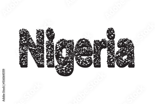 Nigeria spelled out in lush green leaves vibrant nature imagery eco friendly design fresh foliage simple white