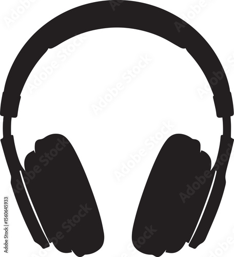 Black Silhouette of OverEar Headphones with Cushioned Earpads and Adjustable Headband