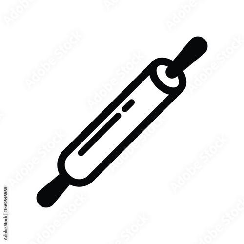 black and white rolling pin icon