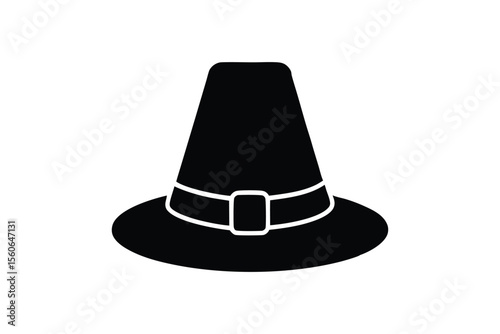 Silhouette art illustration of a pilgrim hat with buckle.eps