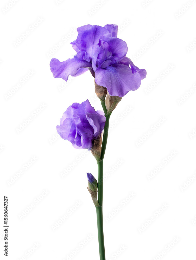 Elegant Purple Iris Flower on White Background Elegant Purple Iris Flower on White Background