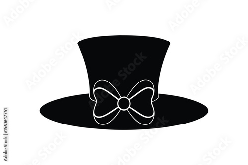 Silhouette art illustration of a Victorian hat with a bow.eps