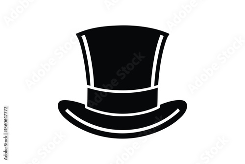 Silhouette art illustration of a Victorian top hat.eps