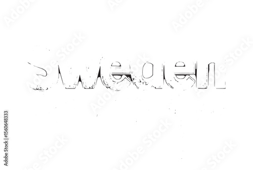 Frozen Sweden word art icy blue letters with snow and icicles winter wonderland scene perfect for travel or holiday