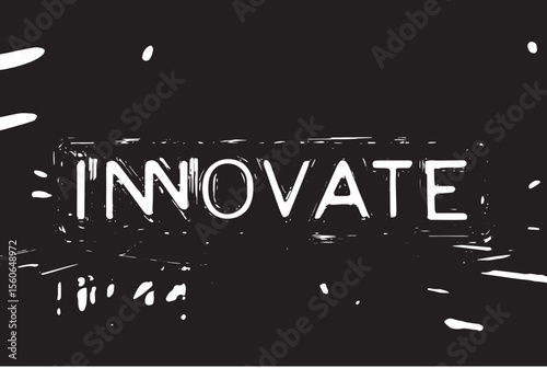 Neon Innovate sign glowing vibrantly on dark futuristic surface reflecting vibrant blue and purple lights