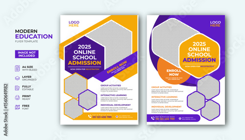 ids back to school education admission flyer poster template bundle, Creative and modern online school kids education admission flyer poster layout , book cover, leaflet, brochure template bundle