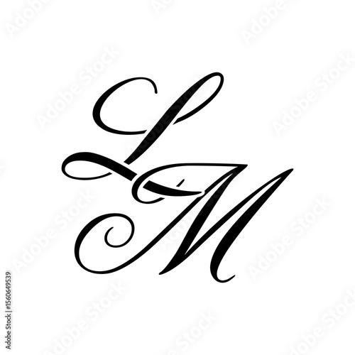 Elegant LM Monogram Logo in Black Script – Luxury Calligraphy Initial Design on White Background