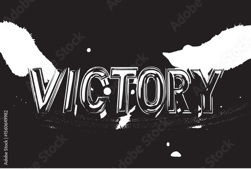 Celebrate Victory Golden letters shine brightly against a stadium backdrop celebrating triumph and success Dynamic