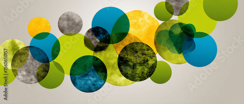 Overlapping colorful circles create an abstract design