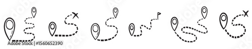 hand drawn map distance measuring icon doodle map route vector pictogram isolated set vector.