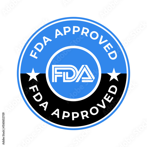 FDA-approved vector stamp, FDA-approved badge logo, FDA approved logo template illustration