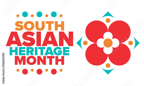 South Asian Heritage Month. Celebrate the diverse cultures and histories of South Asia. Traditional pattern. Creative art poster. Vector illustration