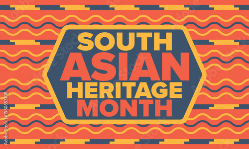 South Asian Heritage Month. Celebrate the diverse cultures and histories of South Asia. Traditional pattern. Creative art poster. Vector illustration