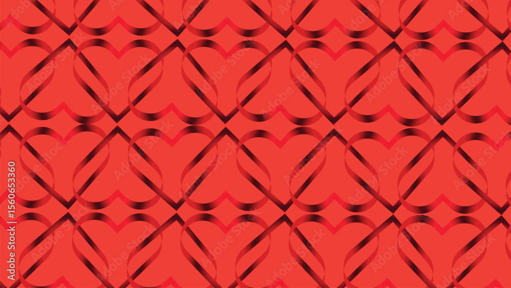 Fototapeta premium Red floral pattern with abstract geometric design and seasonal decorative elements