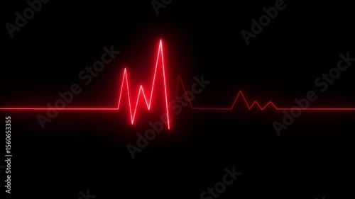Heartbeat line 4k neon light heartbeat display screen medical research show sign line animation.