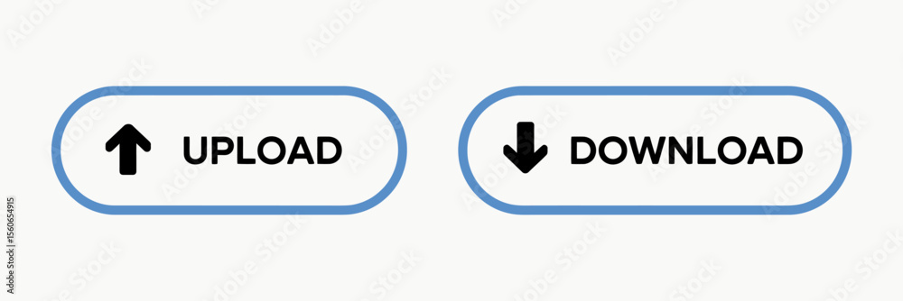 Fototapeta premium Upload and Download Buttons Simple, Clean UI Design Elements