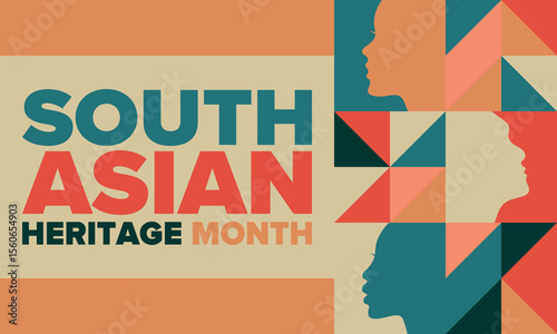 South Asian Heritage Month. Celebrate the diverse cultures and histories of South Asia. Traditional pattern. Creative art poster. Vector illustration