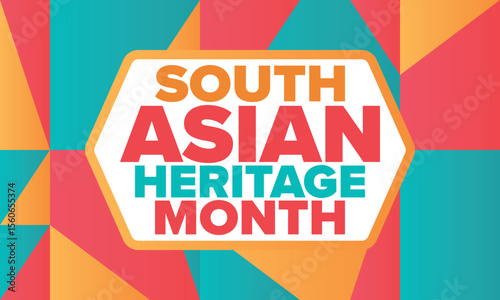 South Asian Heritage Month. Celebrate the diverse cultures and histories of South Asia. Traditional pattern. Creative art poster. Vector illustration