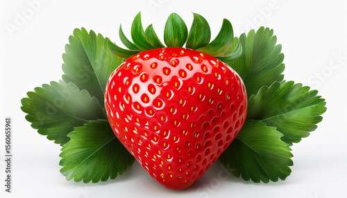 a fresh red strawberry icon with green foliage set against a transparent background