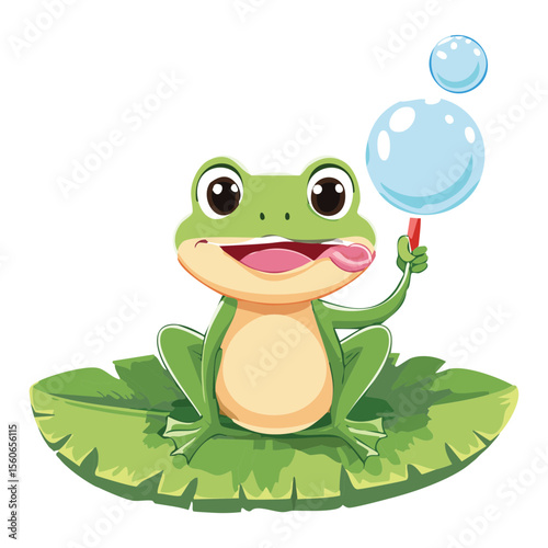 Adorable Frog Blowing Watery Bubbles