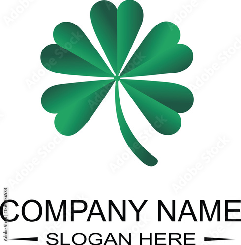 Elegant green shamrock logo with company name and slogan for brand identity