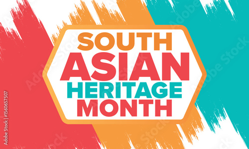 South Asian Heritage Month. Celebrate the diverse cultures and histories of South Asia. Traditional pattern. Creative art poster. Vector illustration