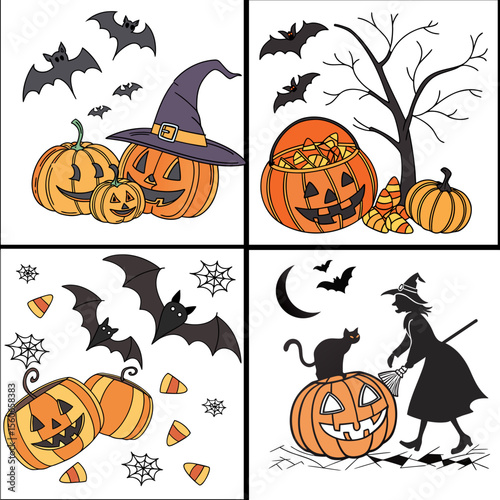 halloween pumpkins set