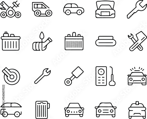 Automotive Service Line Icons
