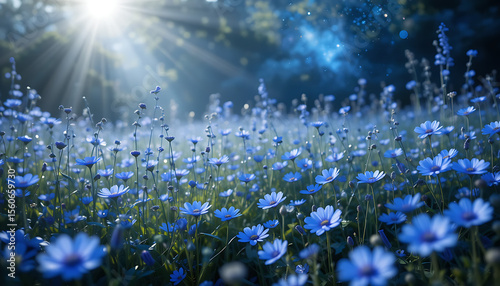 morning dew on the grass, 3d Rendering illustration