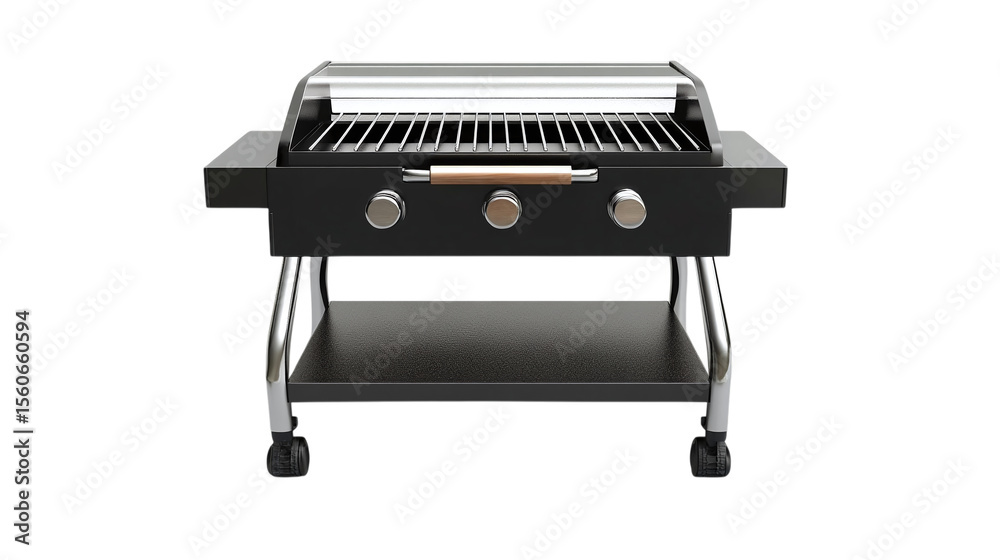 Fototapeta premium • A compact outdoor portable grill with eco-friendly fuel options, isolated on white background in HD 