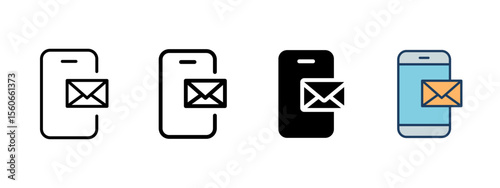 Message icon. Envelope on smartphone screen. New email notification vector illustration. Common in communication and inbox interfaces symbol. Mobile messaging and alert system sign. Email pictogram.