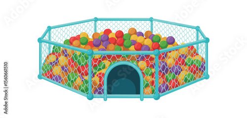 Colorful Ball Pit with Mesh Enclosure