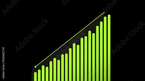 Graph Chart Increasing Growth Animation With Infographic Green Stick on 4K Black Background