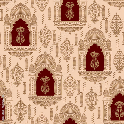 Abstract seamless traditional paisley mughal motif bunch pattern
