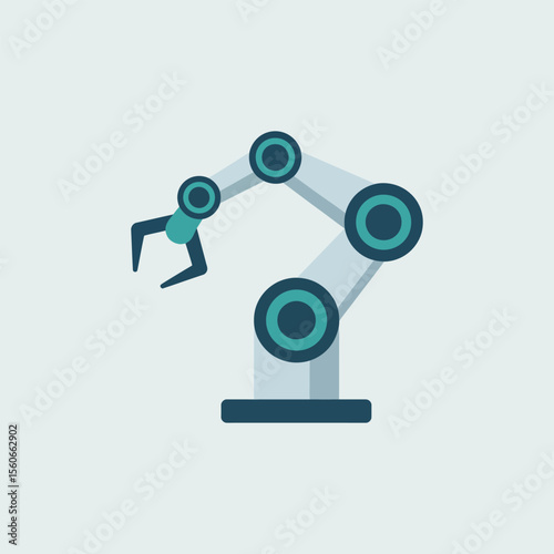 Industrial robot arm icon vector illustration, Industrial robot arm sign for automation, manufacturing, smart industry, technology, industrial innovation, and factory systems